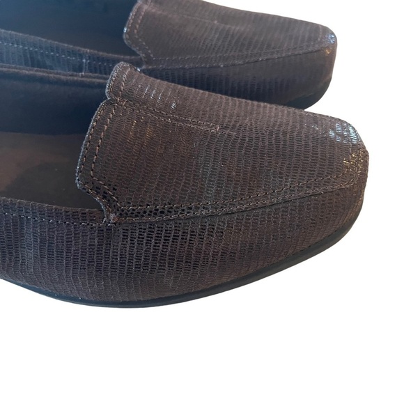 NWOT Clarks Leather Snake Print Loafer Flats Haydin gloss brown size 10W - Picture 4 of 16